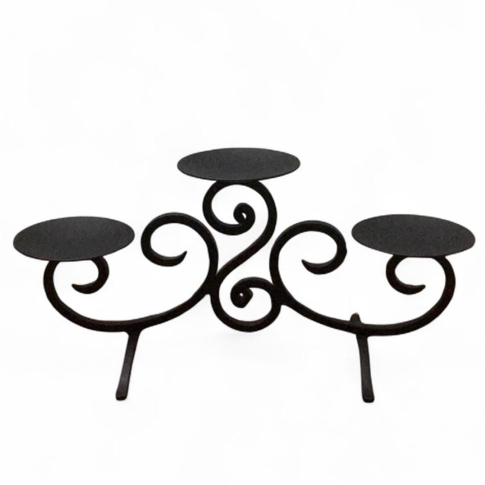 Three pillar candle holder, black